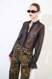 CAMICIA ROUCHES COLLO MANICHE NERO