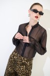CAMICIA ROUCHES COLLO MANICHE NERO