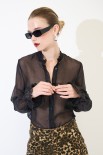 CAMICIA ROUCHES COLLO MANICHE NERO