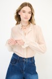 CAMICIA ROUCHES COLLO MANICHE BURRO