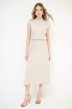 COMPLETO MAGLIA MEZZA MANICA CON GONNA BEIGE