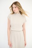 COMPLETO MAGLIA MEZZA MANICA CON GONNA BEIGE