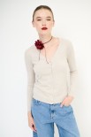 CARDIGAN V BASIC BEIGE
