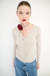 CARDIGAN V BASIC BEIGE