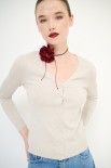 CARDIGAN V BASIC BEIGE