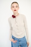 CARDIGAN PARICOLLO BOTTONI ORO BEIGE