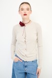 CARDIGAN PARICOLLO BOTTONI ORO BEIGE
