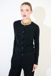 CARDIGAN PARICOLLO BOTTONI ORO NERO