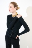 CARDIGAN PARICOLLO BOTTONI ORO NERO