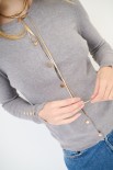 CARDIGAN PARICOLLO BOTTONI ORO GRIGIO