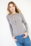 CARDIGAN PARICOLLO BOTTONI ORO GRIGIO