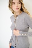 CARDIGAN PARICOLLO BOTTONI ORO GRIGIO