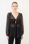 BLUSA CON LACCINI NERO