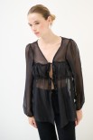 BLUSA CON LACCINI NERO
