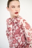 BLUSA COLLO CON FIOCCO E MANICHE A BALZA ROSSO INDIA