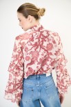 BLUSA COLLO CON FIOCCO E MANICHE A BALZA ROSSO INDIA