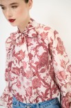 BLUSA COLLO CON FIOCCO E MANICHE A BALZA ROSSO INDIA