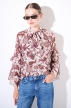 BLUSA COLLO CON FIOCCO E MANICHE A BALZA MORO