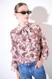 BLUSA COLLO CON FIOCCO E MANICHE A BALZA MORO