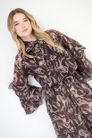 BLUSA COLLO CON FIOCCO E MANICHE A BALZA MORO