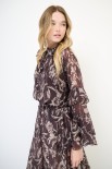 BLUSA COLLO CON FIOCCO E MANICHE A BALZA MORO
