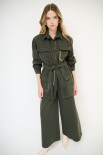 GIACCA SAHARIANA CON RICAMO IMPUNTURA VERDE MILITARE