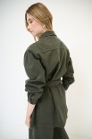 GIACCA SAHARIANA CON RICAMO IMPUNTURA VERDE MILITARE