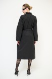 BOMBER LUNGO CON ZIP TESSUTO MANO PESCA NERO