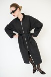 BOMBER LUNGO CON ZIP TESSUTO MANO PESCA NERO