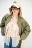 BOMBER LUNGO CON ZIP TESSUTO MANO PESCA VERDE MILITARE