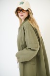 BOMBER LUNGO CON ZIP TESSUTO MANO PESCA VERDE MILITARE