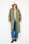 BOMBER LUNGO CON ZIP TESSUTO MANO PESCA VERDE MILITARE