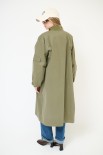 BOMBER LUNGO CON ZIP TESSUTO MANO PESCA VERDE MILITARE