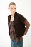 GILET CROP SCATOLINA MORO