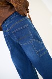 JEANS BAGGY DETTAGLIO LACCIO LATERALE BLU SCURO