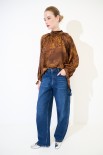 JEANS BAGGY DETTAGLIO LACCIO LATERALE BLU SCURO