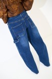 JEANS BAGGY DETTAGLIO LACCIO LATERALE BLU SCURO