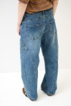 JEANS BALLOON IMPUNTURE BLU MEDIO