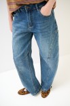 JEANS BALLOON IMPUNTURE BLU MEDIO