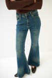 JEANS FLARE LAVAGGIO VINTAGE BLU TEA