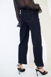 JEANS DRITTO CUCITURE A CONTRASTO BLU SCURO