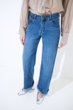 JEANS DRITTO CON RISVOLTO FONDO BLU MEDIO