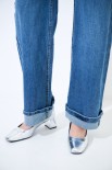 JEANS DRITTO CON RISVOLTO FONDO BLU MEDIO
