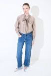 JEANS DRITTO CON RISVOLTO FONDO BLU MEDIO