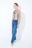 JEANS DRITTO CON RISVOLTO FONDO BLU MEDIO