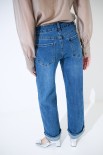 JEANS DRITTO CON RISVOLTO FONDO BLU MEDIO