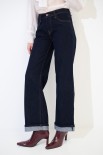 JEANS DRITTO CON RISVOLTO FONDO BLU SCURO