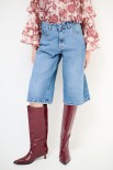 JEANS BERMUDA GAMBA LARGA BLU