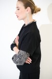 MAGLIA SCATOLA MEZZA MANICA TESSUTO DIAGONALE NERO