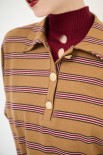 POLO RIGA MANICA LUNGA CON BOTTONI DIVERSI CAMMELLO